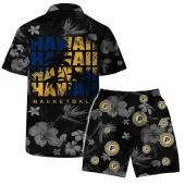 Indiana Pacers Hawaiian Floral Blackout Shirt Back With Short - TeeAloha
