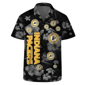 Indiana Pacers Hawaiian Floral Blackout Shirt Front - TeeAloha