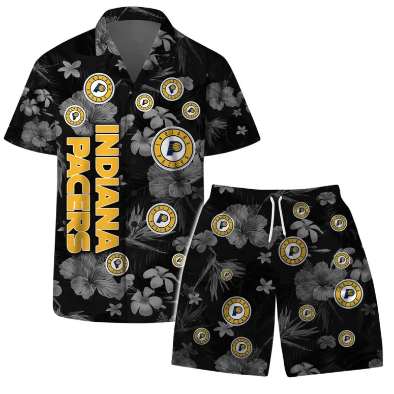 Indiana Pacers Hawaiian Floral Blackout Shirt