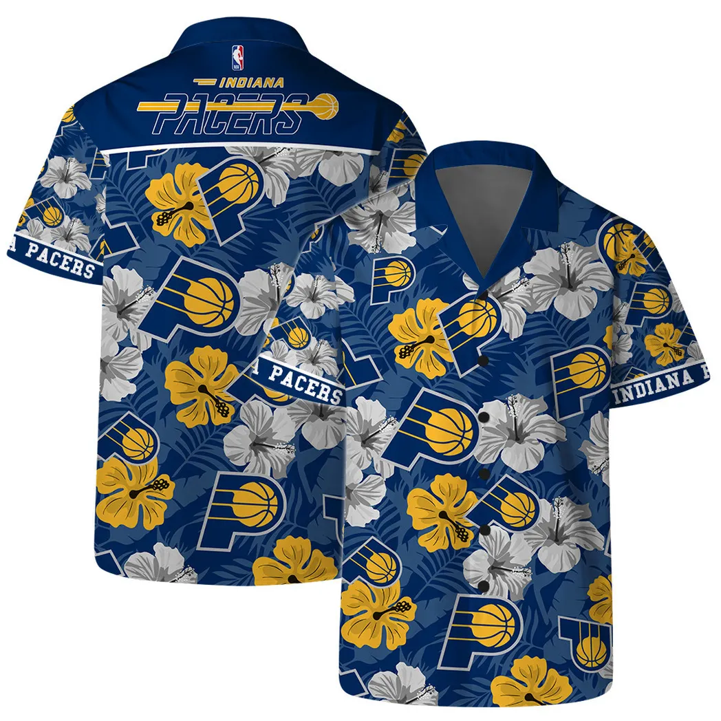 Indiana Pacers Hibiscus Bloom Hawaiian Shirt