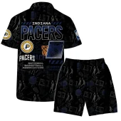 Indiana Pacers Nba Court Style Hawaiian Shirt Back With Short - TeeAloha