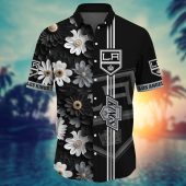 Los Angeles Kings Floral Elegance Hawaiian Shirt Front - TeeAloha