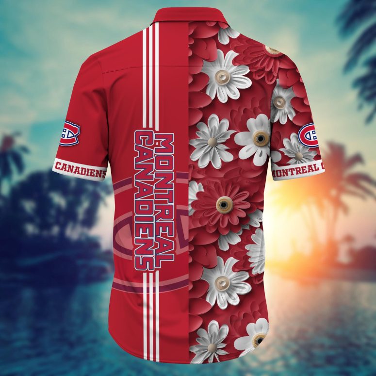 Montreal Canadiens Red Daisy Bloom Hawaiian Shirt