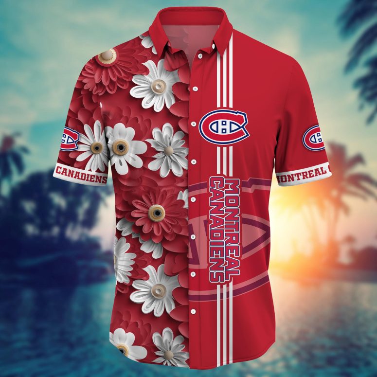 Montreal Canadiens Red Daisy Bloom Hawaiian Shirt
