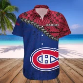 Montreal Canadiens Tribal Wave Hawaiian Shirt Front - TeeAloha