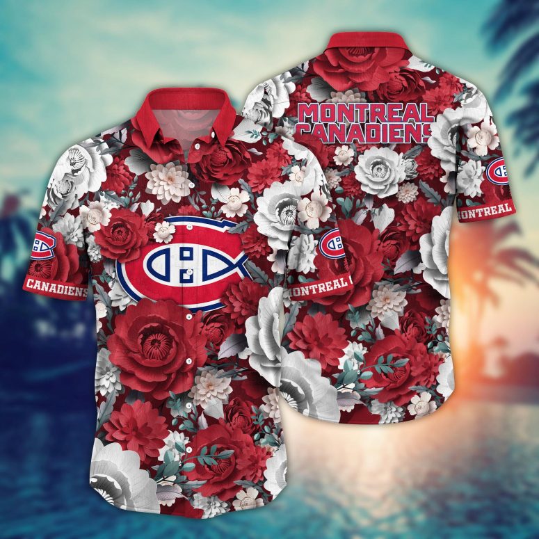 Montreal Canadiens Vintage Rose Garden Hawaiian Shirt