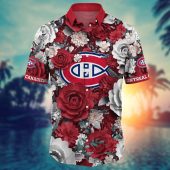 Montreal Canadiens Vintage Rose Garden Hawaiian Shirt Front - TeeAloha