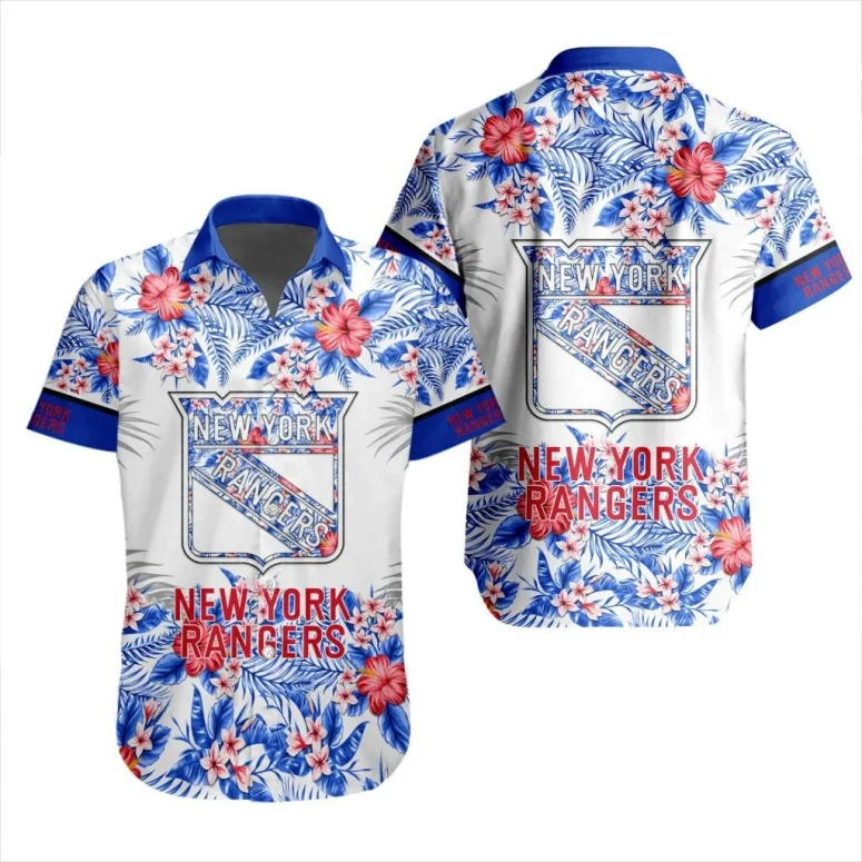 New York Rangers Floral Vibes Hawaiian Shirt