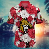 Ottawa Senators Blooming Glory Hawaiian Shirt Front - TeeAloha