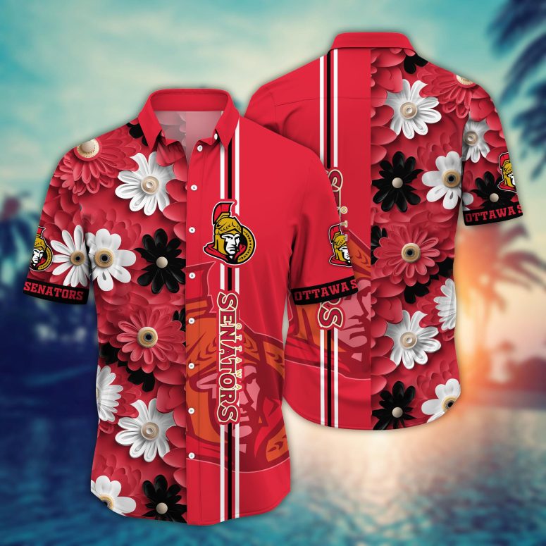Ottawa Senators Floral Blitz Hawaiian Shirt