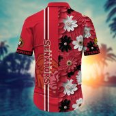 Ottawa Senators Floral Blitz Hawaiian Shirt Back - TeeAloha
