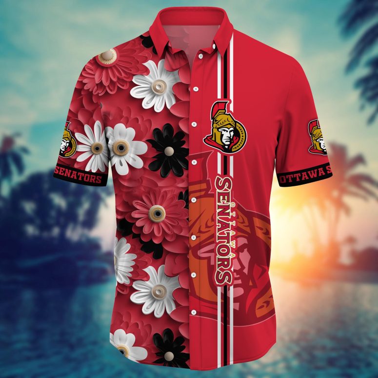 Ottawa Senators Floral Blitz Hawaiian Shirt