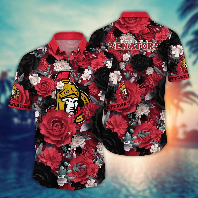 Ottawa Senators Floral Power Hawaiian Shirt