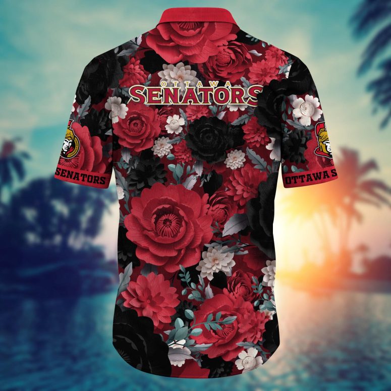Ottawa Senators Floral Power Hawaiian Shirt