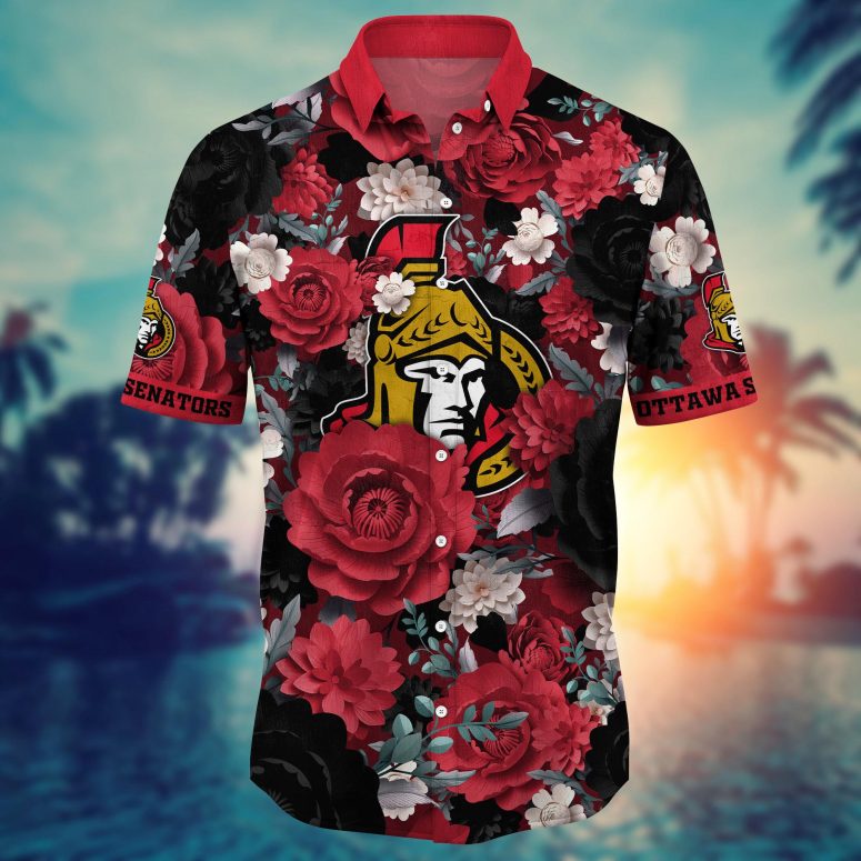 Ottawa Senators Floral Power Hawaiian Shirt