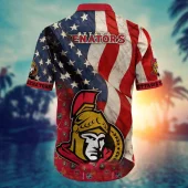 Ottawa Senators Old Glory Hawaiian Shirt Back - TeeAloha