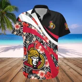 Ottawa Senators Tropical Floral Surge Hawaiian Shirt Front - TeeAloha