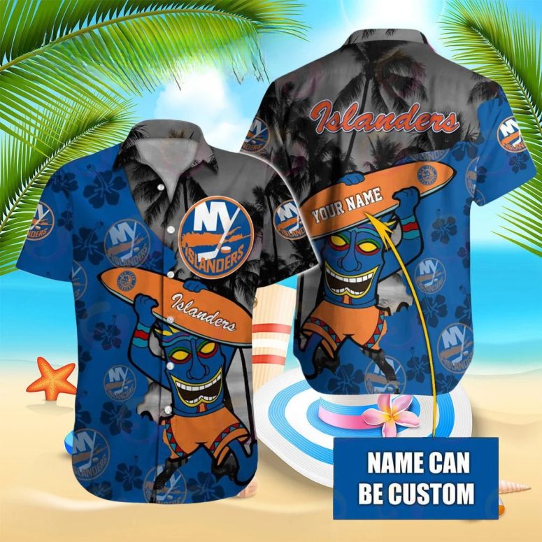 Personalized New York Islanders Tropical Tiki Hawaiian Shirt