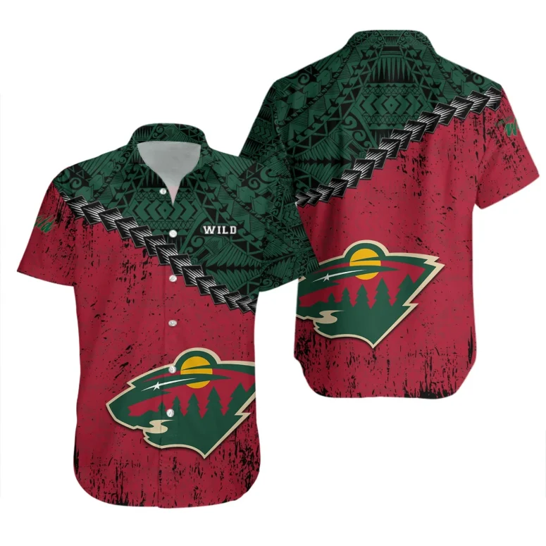 Red Tribal Minnesota Wild Hawaiian Shirt