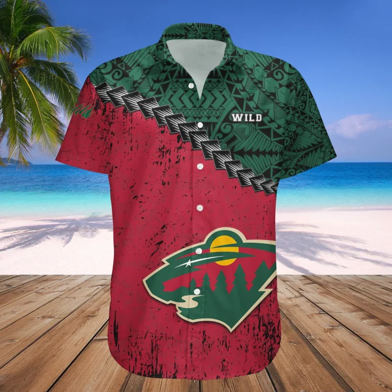 Red Tribal Minnesota Wild Hawaiian Shirt