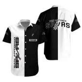 San Antonio Spurs Black & White Custom Name Hawaiian Shirt