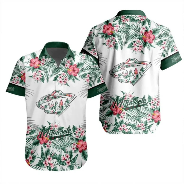 Tropical Bloom Minnesota Wild Hawaiian Shirt