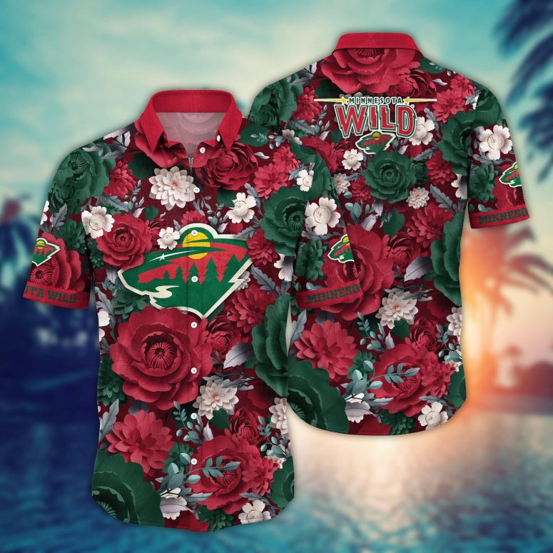 Vintage Floral Charm Minnesota Wild Hawaiian Shirt