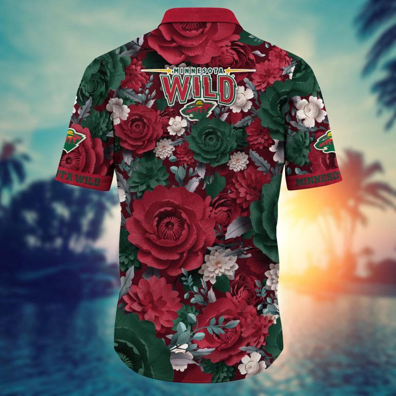 Vintage Floral Charm Minnesota Wild Hawaiian Shirt