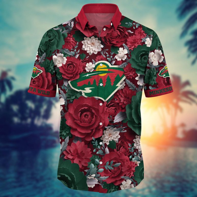 Vintage Floral Charm Minnesota Wild Hawaiian Shirt