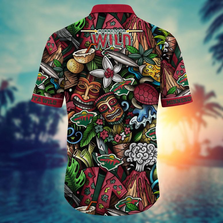 Volcanic Tiki Adventure Minnesota Wild Hawaiian Shirt
