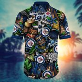 Winnipeg Jets Tropical Tiki Hawaiian Shirt Back - TeeAloha