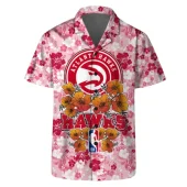 Atlanta Hawks Floral Burst Hawaiian Shirt Front - TeeAloha