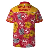 Atlanta Hawks Floral Hula Hawaiian Shirt Back - TeeAloha