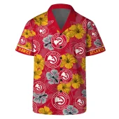 Atlanta Hawks Floral Hula Hawaiian Shirt Front - TeeAloha