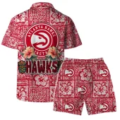 Atlanta Hawks Tribal Vibes Hawaiian Shirt Back With Short - TeeAloha