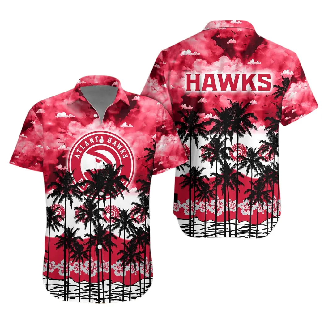 Atlanta Hawks Tropical Skyline Hawaiian Shirt