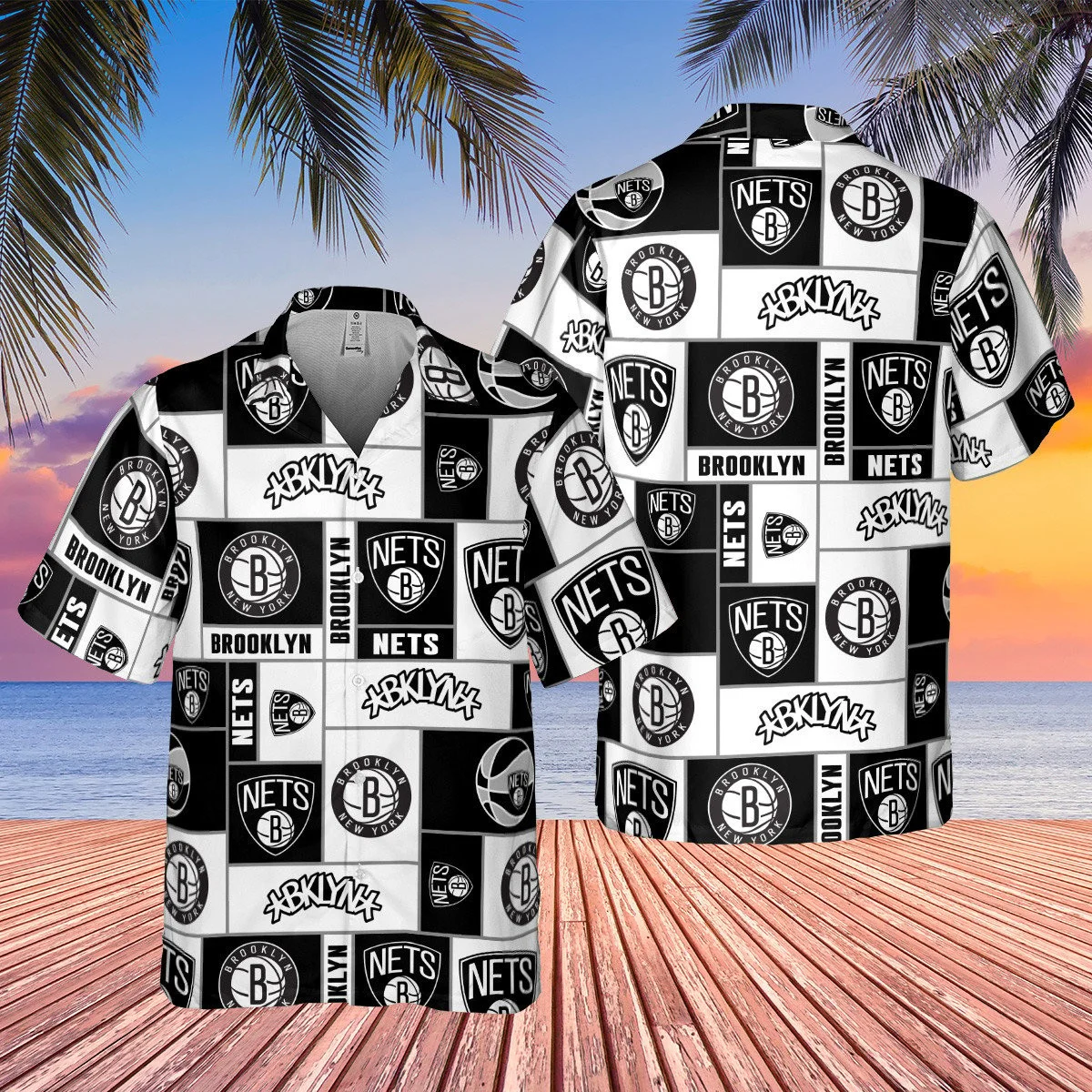 Brooklyn Nets Bold Contrast Hawaiian Shirt
