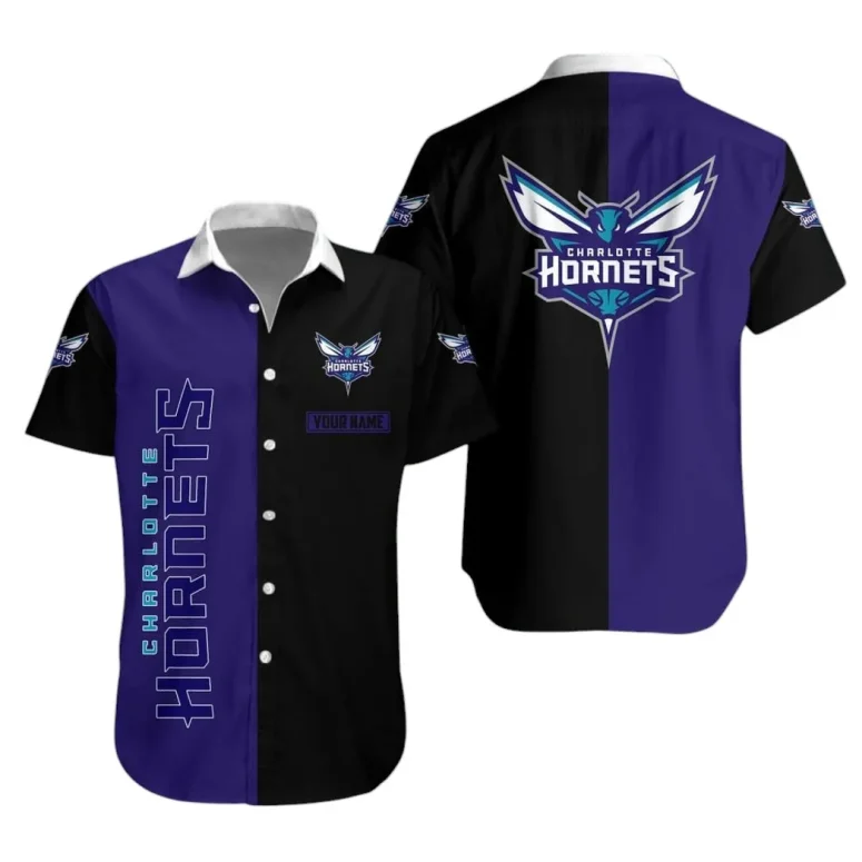 Charlotte Hornets Bold Split Hawaiian Shirt