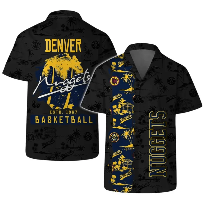 Denver Nuggets Retro Sunset Palm Hawaiian Shirt