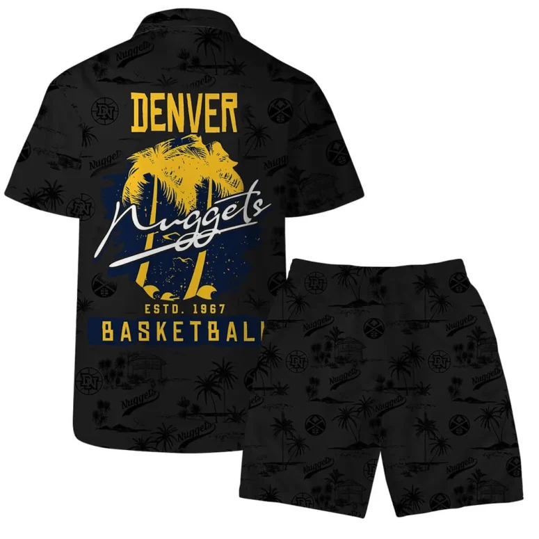 Denver Nuggets Retro Sunset Palm Hawaiian Shirt