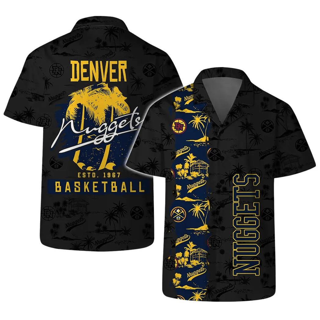 Denver Nuggets Retro Sunset Palm Hawaiian Shirt