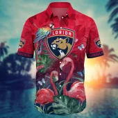 Florida Panthers Flamingo Parrot Hawaiian Shirt Front - TeeAloha