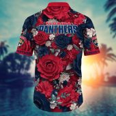 Florida Panthers Scarlet Bloom Hawaiian Shirt Back - TeeAloha