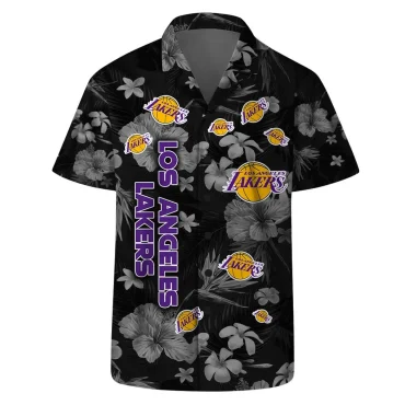 Los Angeles Lakers Black Blossom Hawaiian Shirt