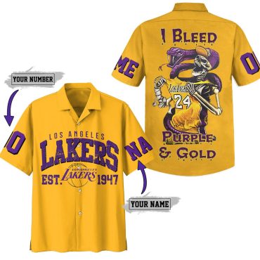 Los Angeles Lakers Bleed Purple & Gold Hawaiian Shirt