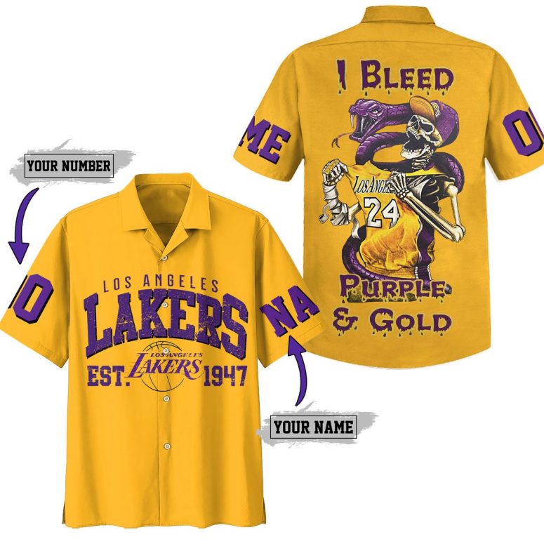 Los Angeles Lakers Bleed Purple & Gold Hawaiian Shirt