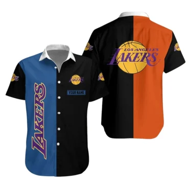 Los Angeles Lakers Bold Color Block Hawaiian Shirt