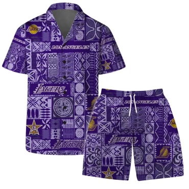 Los Angeles Lakers Purple Iconic Hawaiian Shirt