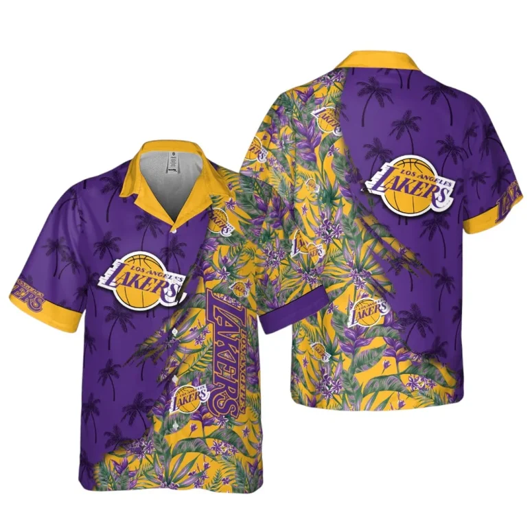 Los Angeles Lakers Purple Tropic Hawaiian Shirt
