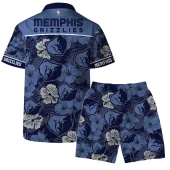 Memphis Grizzlies Floral Spirit Hawaiian Shirt Back With Short - TeeAloha